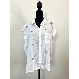 Rails Whitney Shirt in Navy Stitched Stars Size XL Button Front Relaxed Fit